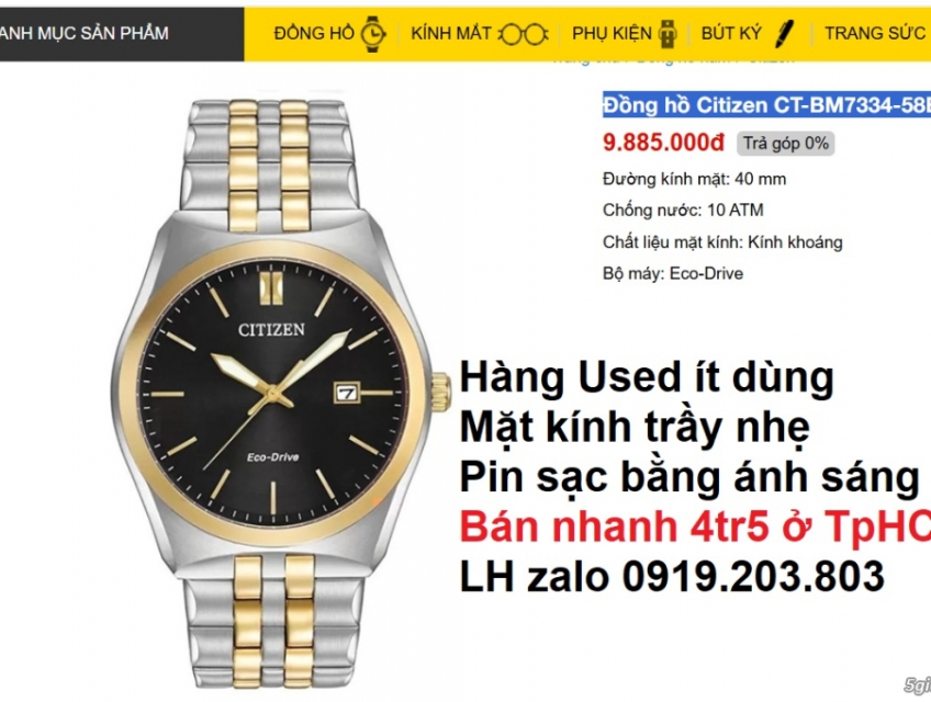 Bán đồng hồ Citizen Eco-Drive used ít dùng chỉ nửa giá so với shop