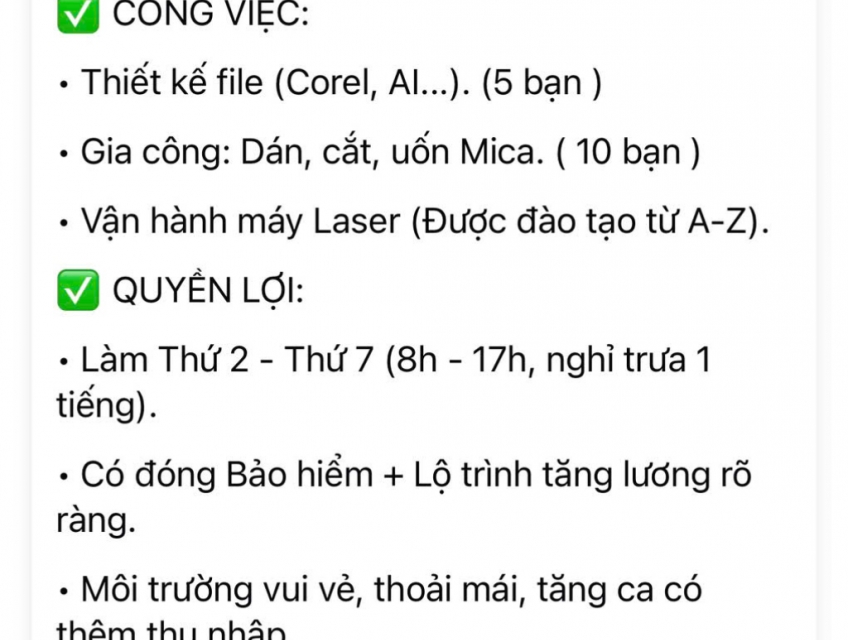 Tuyển gấp nhân viên thiết kế và gia công quảng cáo tại Thủ Đức