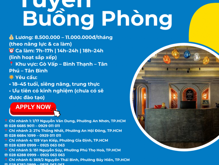Pynt Hotel – TUYỂN NHÂN VIÊN BUỒNG PHÒNG