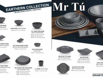 Chén Dĩa Nhám Superware Thái Lan - Granite - Dark grey