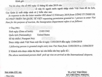 Làm công văn nhập cảnh cho người nước ngoài vào Việt Nam