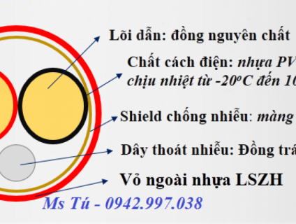 Cáp tín hệu báo cháy 1x2x16AWG chống nhiễu, vỏ LSZH chịu nhiệt 105oC