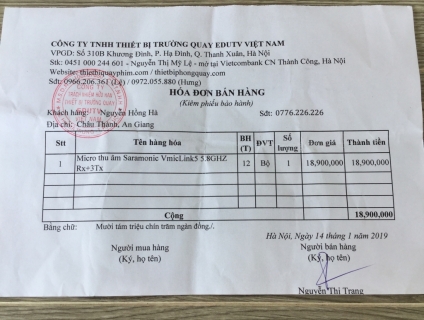 Micro thu âm Saramonic VmicLink5 5.8GHZ Rx+3Tx mới dùng 1 lần duy nhất