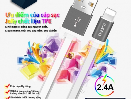 Dây Sạc IPHONE Tốc Độ Siêu Nhanh , Chống Đứt ILEPO IL09 , KHÔNG CÓ ĐÈN