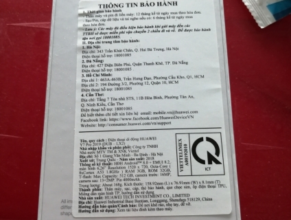 Cần bán huwei y7 pro 2019 nguyên seal