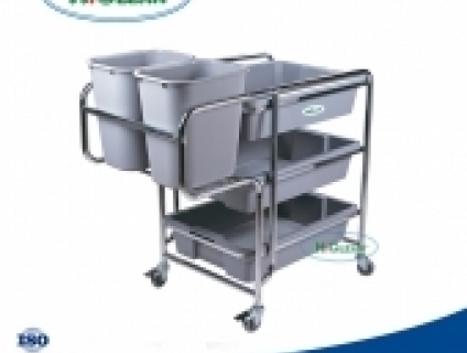 xe đẩy thức ăn và thu gôm đồ bẩn HiClean- THAILAND tiện dụng chínhãng