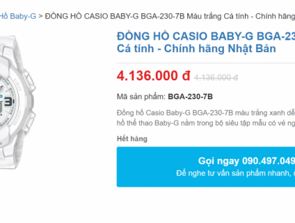 ★★★★★ Bán đồng hồ Casio Baby G chính hãng màu xanh trắng giá tốt