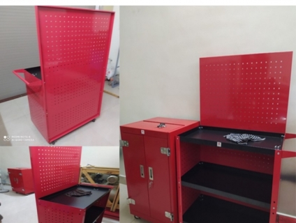 Xe đẩy 3 ngăn, xe đẩy dụng cụ có tấm móc treo