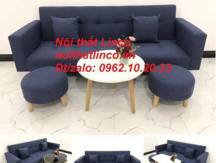 Bộ ghế sofa băng giường nằm thông minh xanh dương đen giá rẻ Linco SG