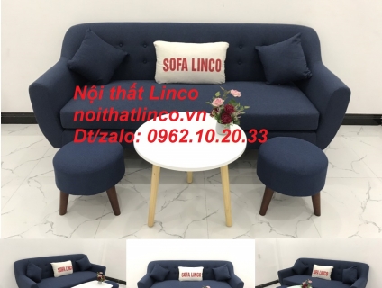 Bộ ghế salon sofa băng xanh dương đậm đen rẻ Nội thất Linco Sài Gòn