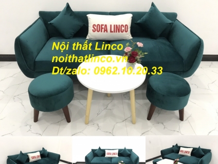 Bộ ghế Sofa băng xanh cổ vịt vải nhung giá rẻ Nội thất Linco Tphcm SG