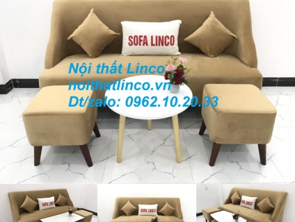 Bộ bàn ghế Sofa salong băng văng dài nâu sữa giá rẻ Nội thất Linco SG