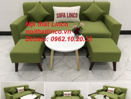 Bộ ghế sofa băng văng 1m9 xanh lá giá rẻ vải bố Nội thất Linco Sài Gòn