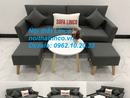 Bộ ghế sofa băng văng dài xám đen giá rẻ Nội thất Linco Sài Gòn HCM