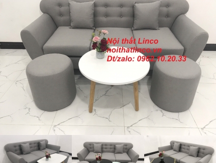 Bộ ghế sofa băng văng dài 1m9 xám ghi trắng giá rẻ Nội thất Linco HCM
