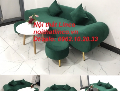 Bộ ghế sofa băng văng thuyền 2m xanh rêu rẻ đẹp Nội thất Linco Tphcm