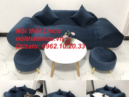 Bộ ghế sofa băng văng thuyền dài 2m xanh đậm giá rẻ Nội thất Linco SG