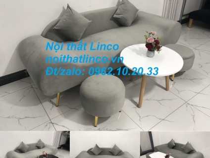 Bộ ghế sofa văng băng thuyền xám lông chuột nhỏ rẻ Sofa Linco Sài Gòn