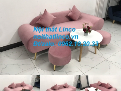 Bộ ghế sofa băng thuyền hồng hường cánh sen rẻ Nội thất Linco HCM SG