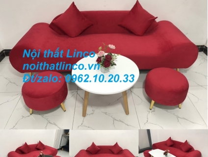 Bộ ghế sofa salon văng băng thuyền đỏ đô rẻ đẹp Nội thất Linco Sài Gòn