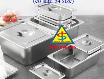 Khay inox GN cont có nắp đựng thức ăn an toàn