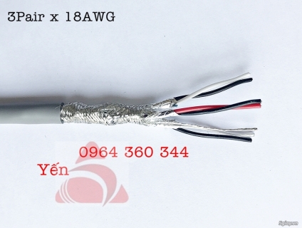 cáp awg, cáp tín hiệu vặn xoắn 1 x 2 x 22AWG Shiled
