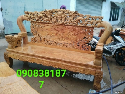 Salon đục Rồng cột 16 gỗ gõ đỏ