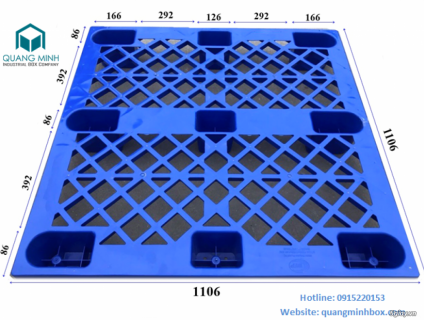 Pallet nhựa chân cốc Kích thước 1100x1100x140mm - Hotline: 0915220153