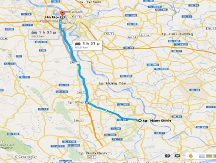 Muốn đi taxi sân bay Nội Bài về Nam định bao nhiêu km?