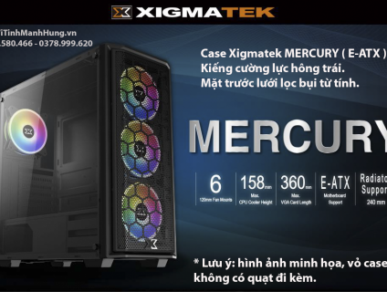 Vỏ case Xigmatek Mercury, E-ATX, USB 3.0, kiếng cường lực hông.