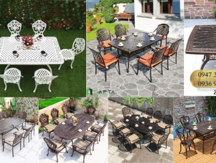Những Bộ Bàn Tiệc Ngoài Trời Nhôm Đúc 6 8 Ghế Đẹp