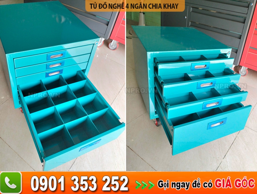 3 mẫu tủ đựng đồ nghề linh kiện 4 ngăn có bánh xe đẩy