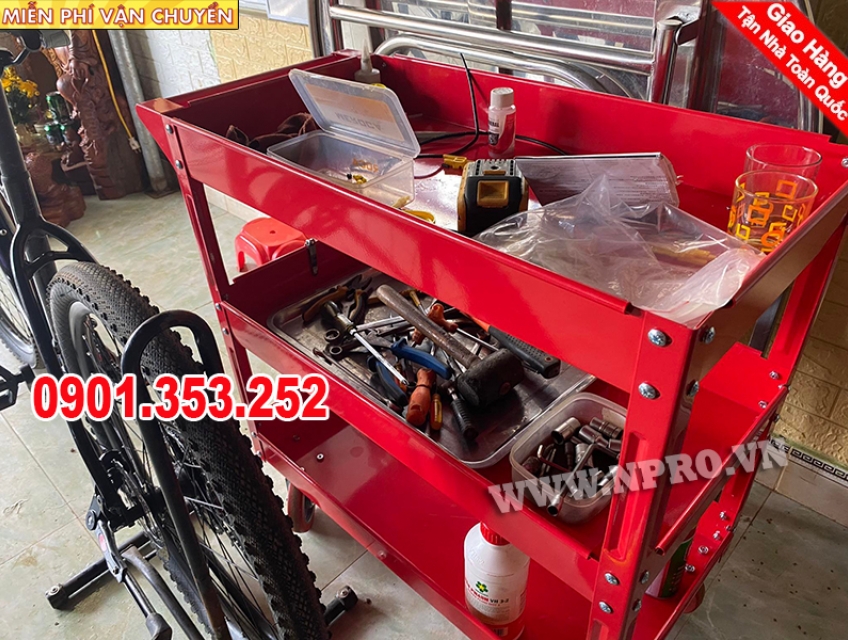 Xe đẩy đồ nghề sửa chữa 3 ngăn( 810x830x400mm)