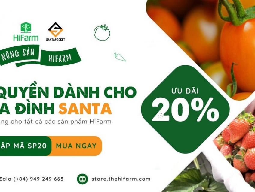 Giảm 20% khi mua nông sản HiFarm | Ưu đãi đặc quyền dành cho Santa-er