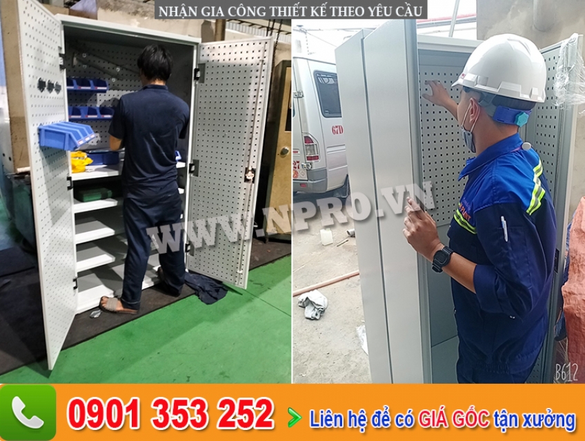 Tủ thao tác đồ nghề có bảng treo, tủ chứa vật tư đa năng