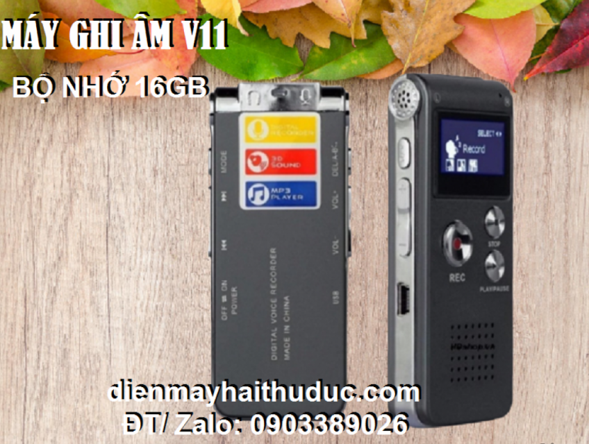 Máy ghi âm DVR-V11 bộ nhớ 16Gb loa to ghi phát, nghe nhạc rất hay