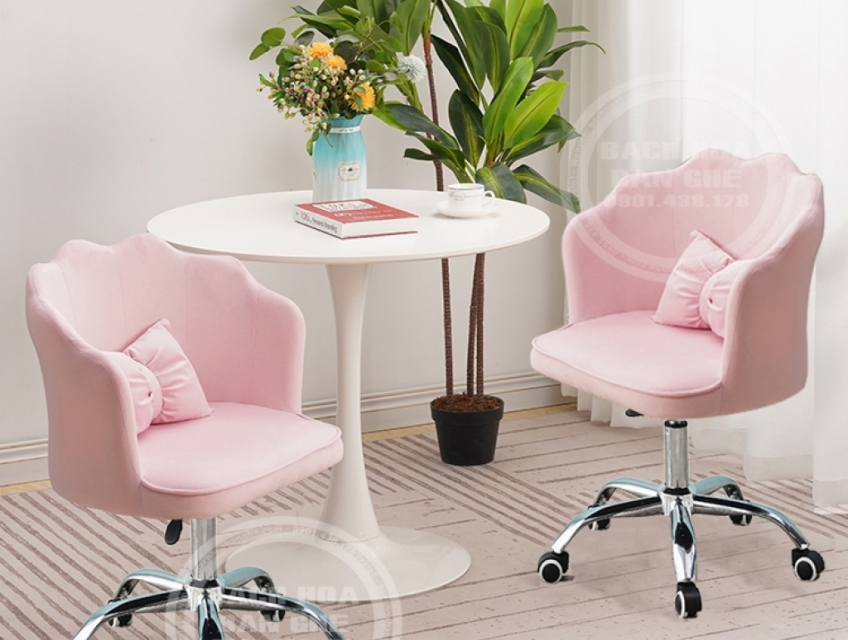 Bộ bàn ghế tiếp khách spa, nail, studio, văn phòng, căn hộ màu hồng