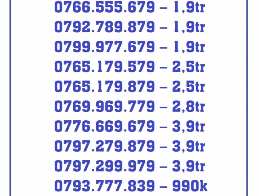 Sim Số Đẹp Vip Giá rẻ Đầu 07-08. Đăng Ký Chính Chủ. Giao Toàn Quốc.