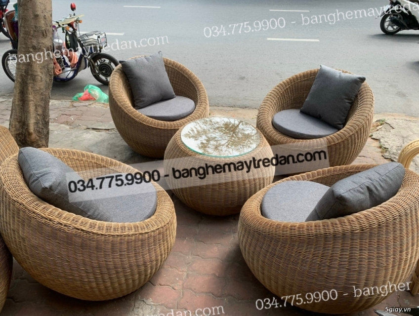 Bàn ghế sò mây nhựa GN361 sang trọng, hiện đại