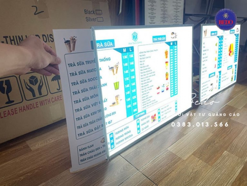 Hộp đèn led menu, khung tranh điện để bàn, treo tường