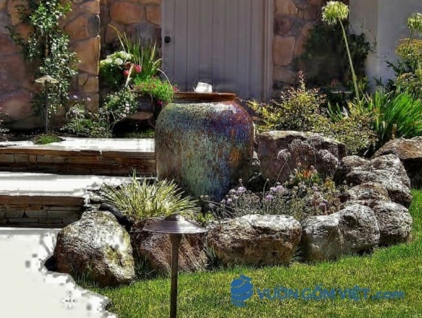 Thiết kế tiểu cảnh sân vườn gốm sứ tuyệt đẹp