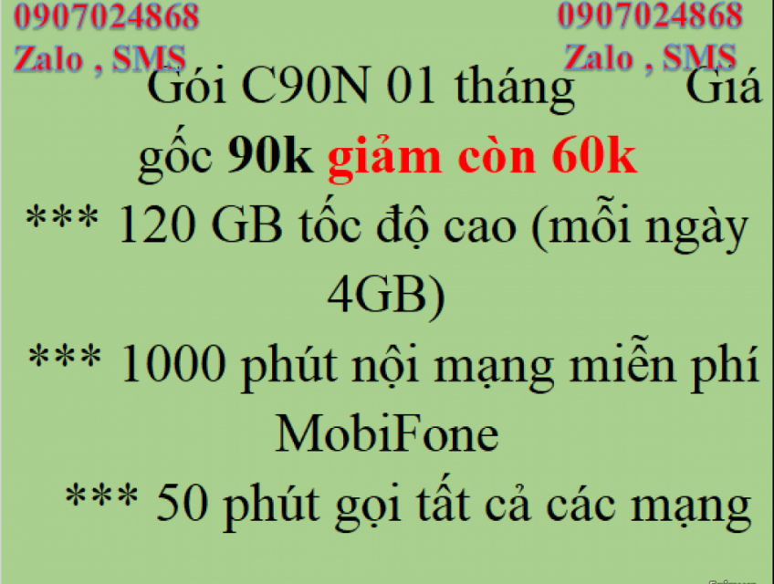 Gán gói C90N MOBIFONE .
