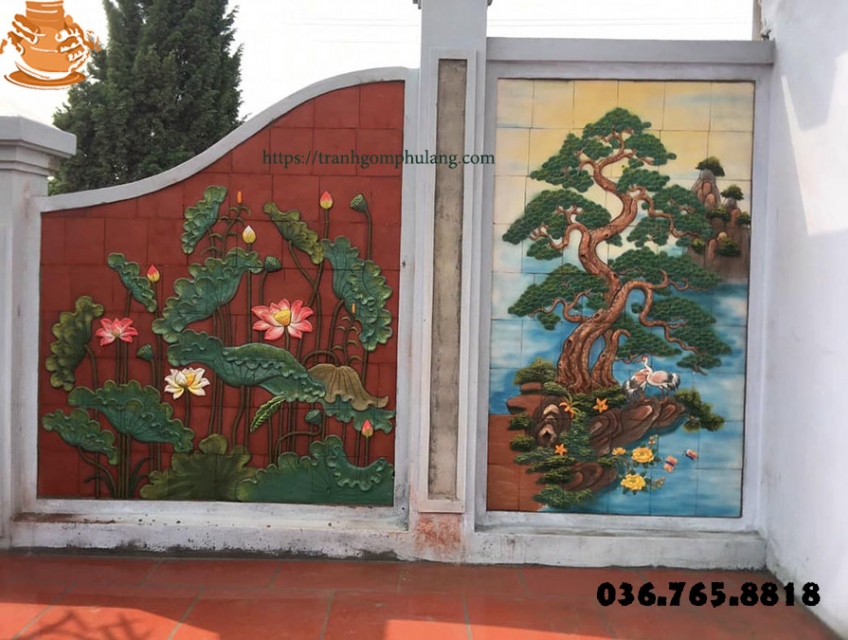 Mẫu tranh gốm Tứ Quý