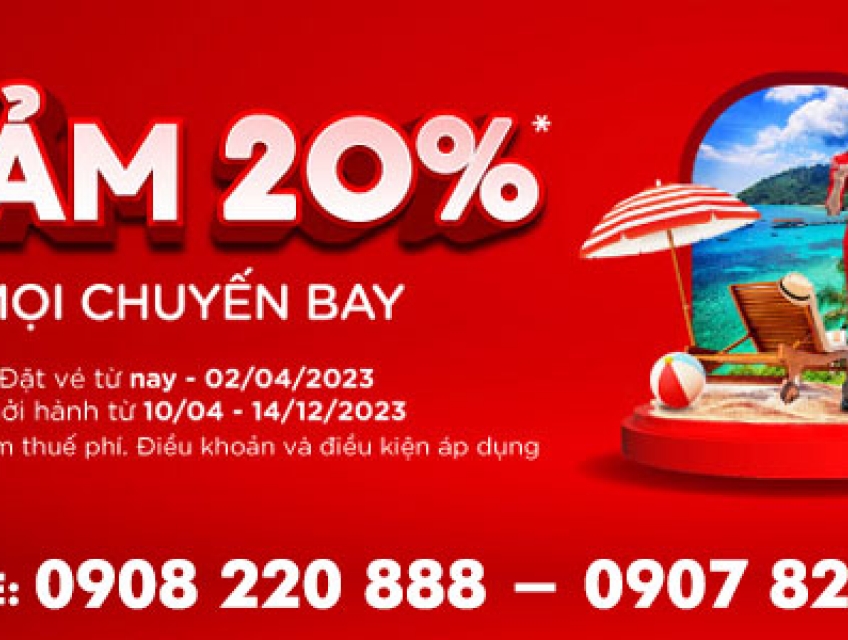 AirAsia giảm 20% giá vé mọi chuyến bay