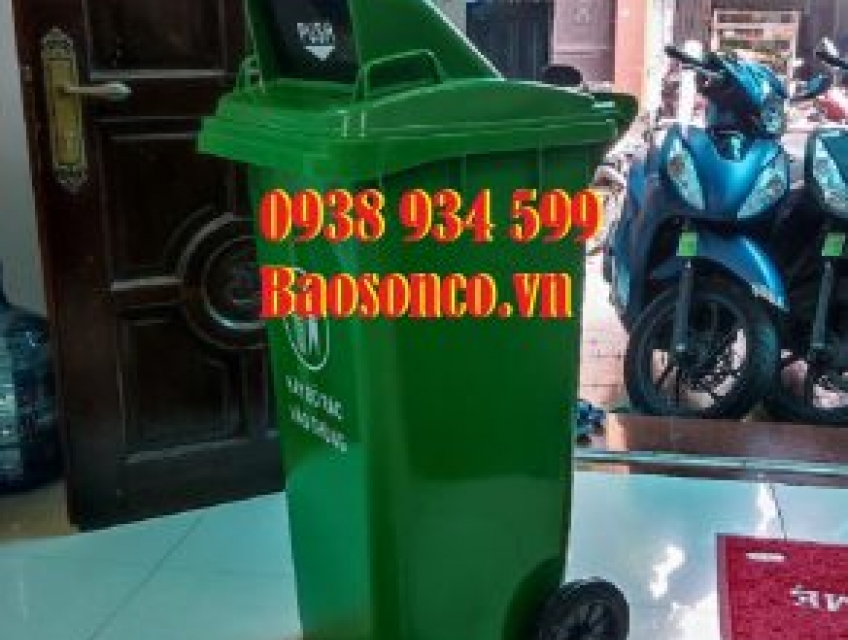 Thùng rác nhựa HPDE 120L nắp hở, thùng rác công cộng 120l nắp hở