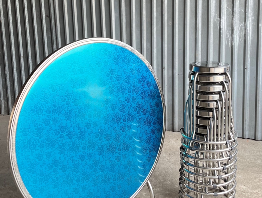 Bộ bàn ghế inox 1 bàn và 10 ghế