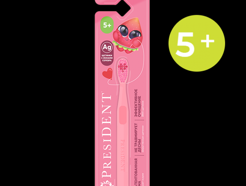 Bàn chải đánh răng trẻ em PRESIDENT dành cho trẻ từ 5 tuổi