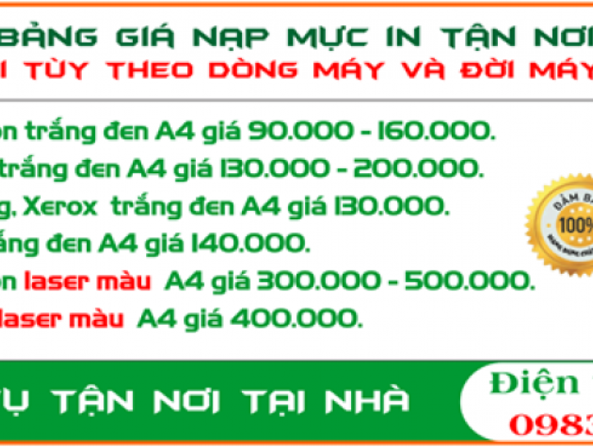 Chuyên nạp mực, sửa chữa, bảo trì máy in tại Gia Kiệm