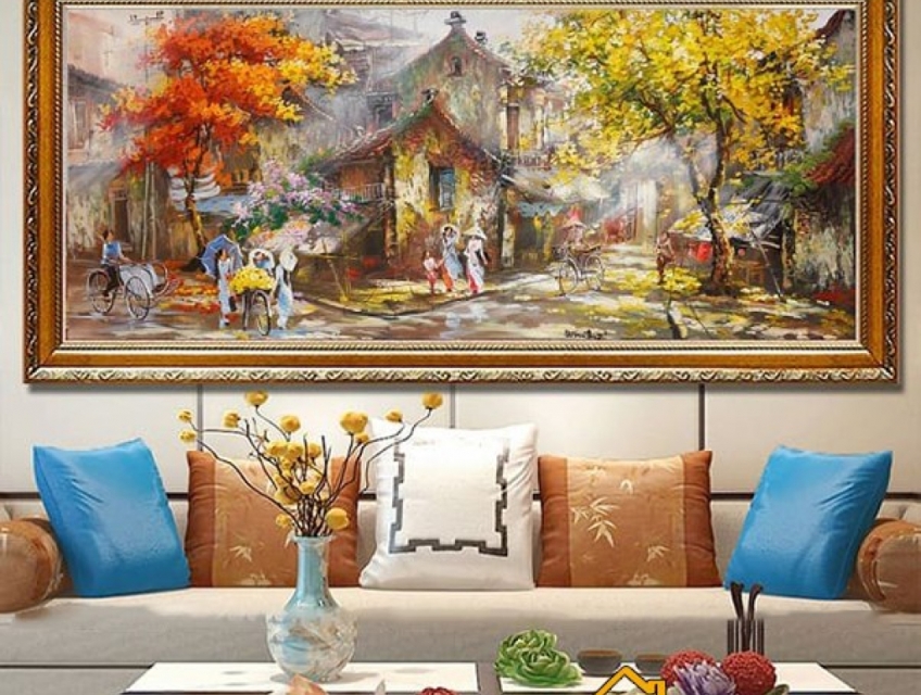 Tranh tráng gương decor phòng khách