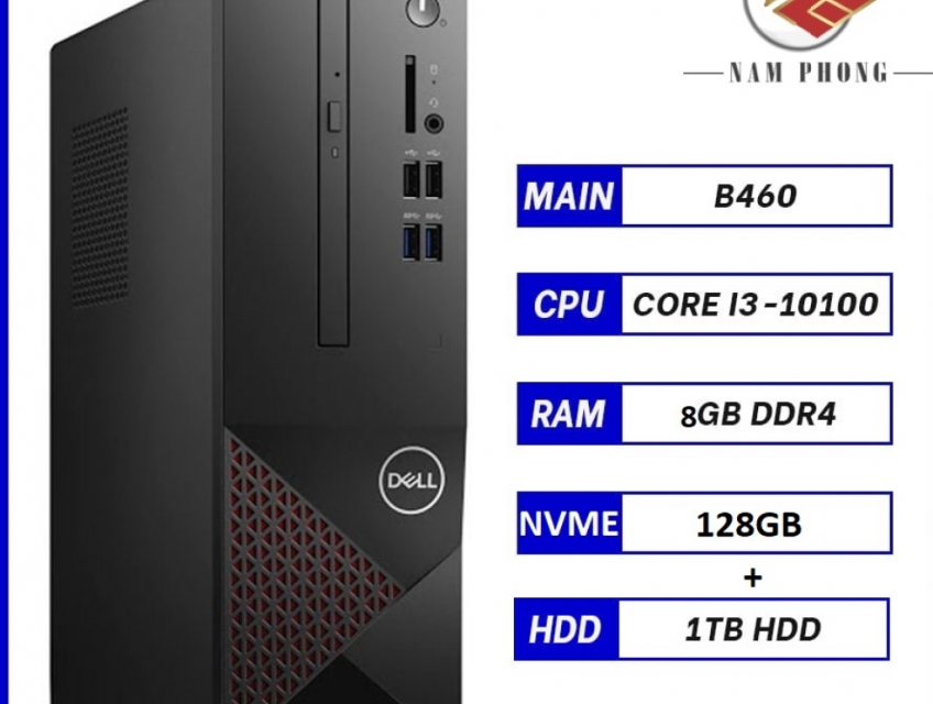 Bộ PC Dell Vostro 3681 SFF Core i3-10100 Ram 8GB RAM SSD128GB +HDD 1TB